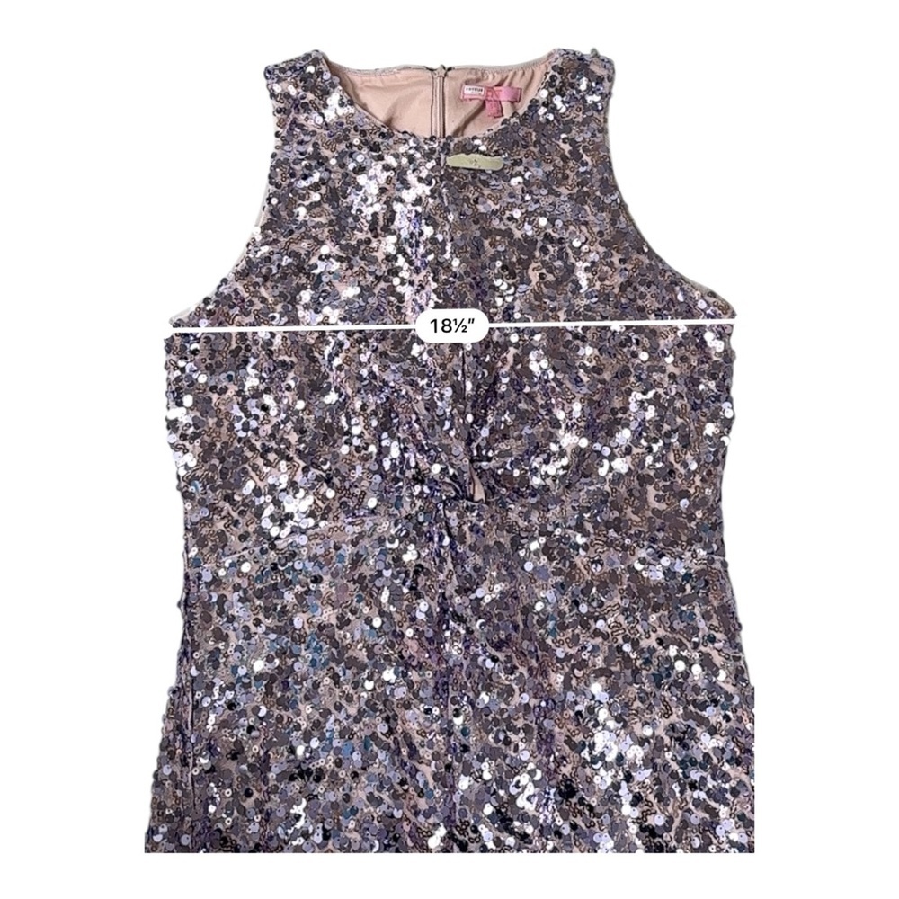 Anthropologie LDT Twist Front Racer Gown Womens Size 14 NWOT Purple Sequins - Picture 9 of 10